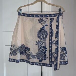 SHEIN Blue and White Floral Skirt